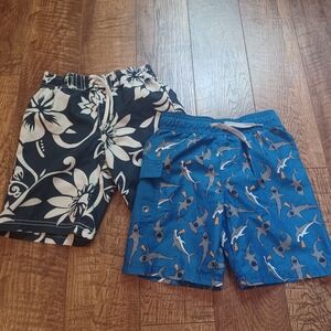 Floral and Shark Print Swim Shorts